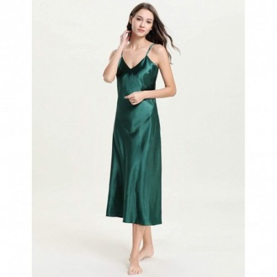 Nightgowns & Sleepshirts Women's Satin Lingerie Elegant V-Neck Lounge Dress Long Nightgown Spaghetti Strap Chemise Nightdress...