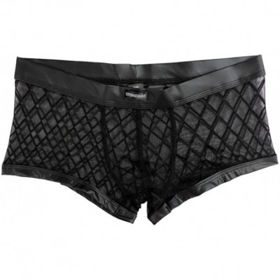 Briefs Men's Fishnet Mesh Boxers Briefs Underwear Breathable See-Through Sheer Swim Trunks Swimwear - CB18E5HDUWR