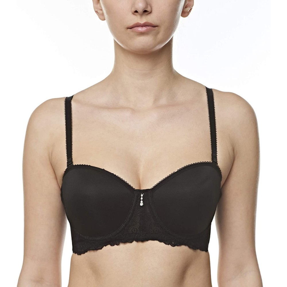 Bras Women's Premium Lightly Padded T-Shirt Mesh Back Full Coverage Wire-Free Contour Bra - Black - CV18NWW32AC