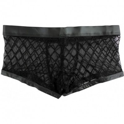 Briefs Men's Fishnet Mesh Boxers Briefs Underwear Breathable See-Through Sheer Swim Trunks Swimwear - CB18E5HDUWR