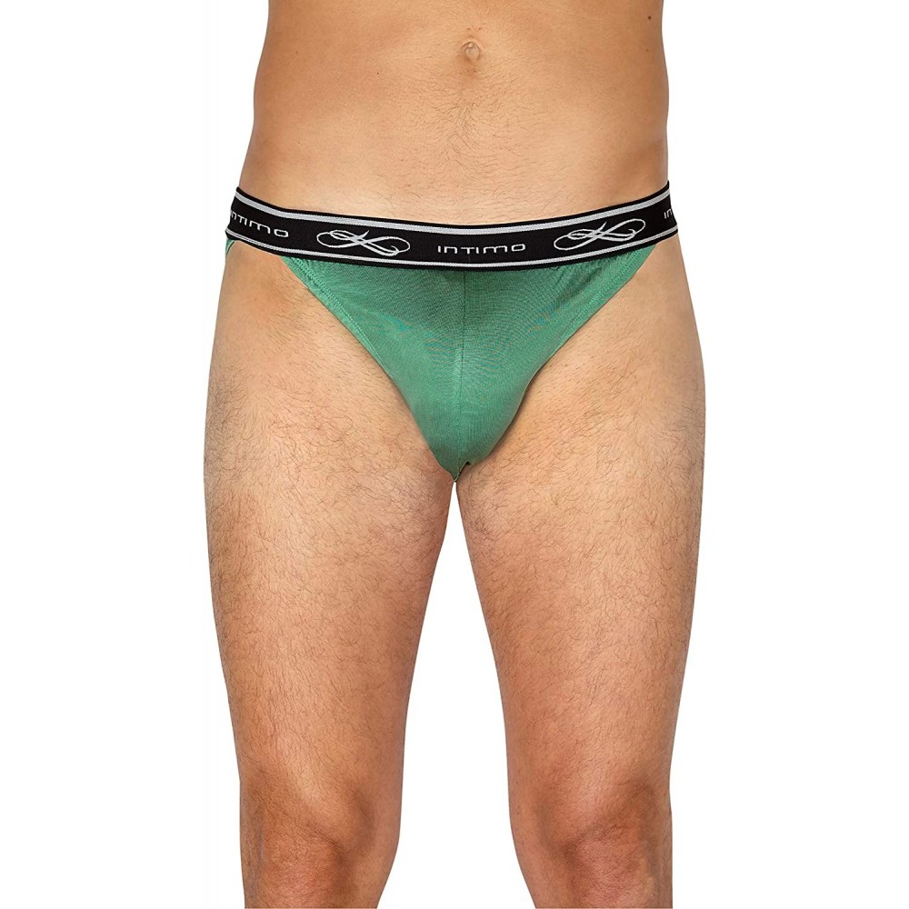 Bikinis Mens Classic Silk Bikini Thong - Spruce - C818KC3CWXD