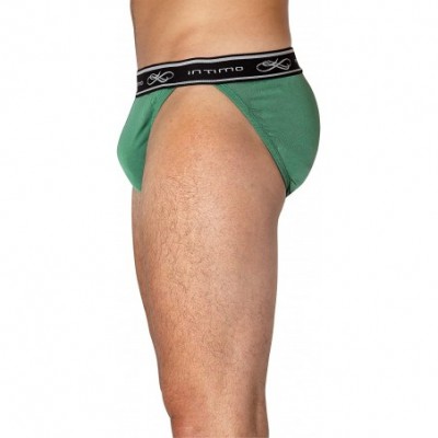 Bikinis Mens Classic Silk Bikini Thong - Spruce - C818KC3CWXD