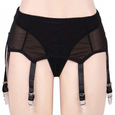 Garters & Garter Belts Size Deep Wide High-Waisted Women's Garter Belt Lingerie Set Suspender Belts - Black-1 - C119C2XI76D