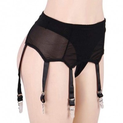 Garters & Garter Belts Size Deep Wide High-Waisted Women's Garter Belt Lingerie Set Suspender Belts - Black-1 - C119C2XI76D