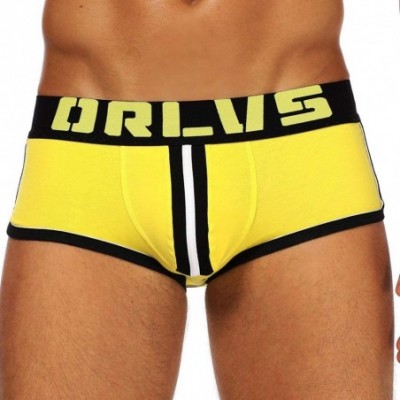 Boxer Briefs Men Sexy Underwear Letter Printed Boxer Briefs Shorts Bulge Pouch Underpants - Yellow - CZ18S32O6YT