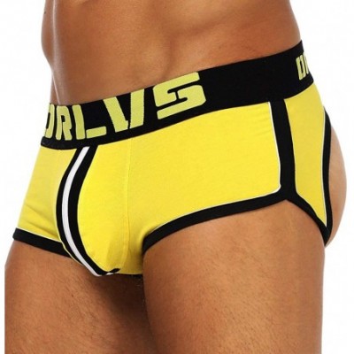 Boxer Briefs Men Sexy Underwear Letter Printed Boxer Briefs Shorts Bulge Pouch Underpants - Yellow - CZ18S32O6YT