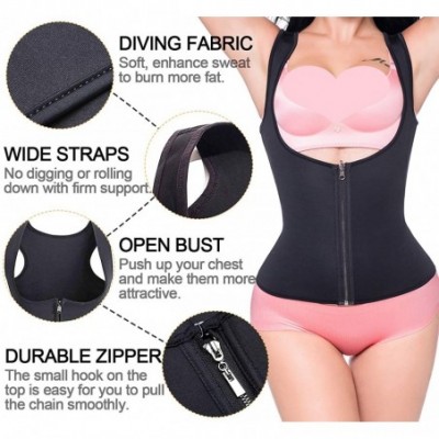 Shapewear Neoprene Waist Trainer Vest for Women Weight Loss Sauna Sweat Tank Top Underbust Workout Body Shaper - Black-2-(zip...