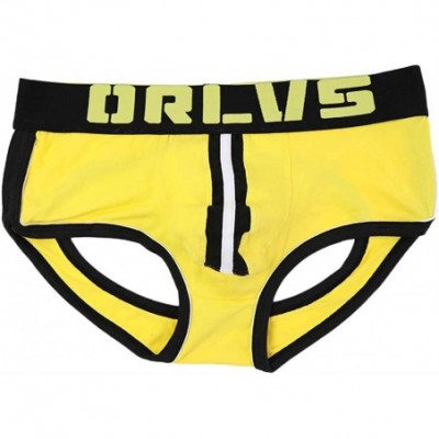 Boxer Briefs Men Sexy Underwear Letter Printed Boxer Briefs Shorts Bulge Pouch Underpants - Yellow - CZ18S32O6YT