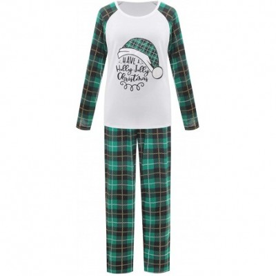 Sets Family Matching Christmas Pajamas with Letter- Santa Hat Printing Tee and Plaid Pants Sleepwear Set for Men Women Kids -...