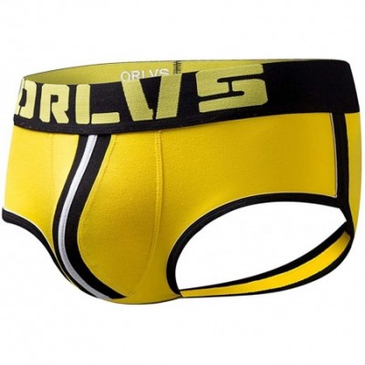 Boxer Briefs Men Sexy Underwear Letter Printed Boxer Briefs Shorts Bulge Pouch Underpants - Yellow - CZ18S32O6YT