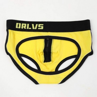 Boxer Briefs Men Sexy Underwear Letter Printed Boxer Briefs Shorts Bulge Pouch Underpants - Yellow - CZ18S32O6YT