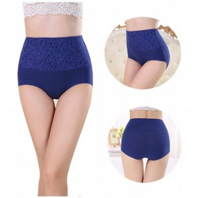 Panties Womens High Waist Underwear Solid Color Tummy Control Cotton Brief Panties 3/5 Pack - 5 Pack - C018C8GOAY7