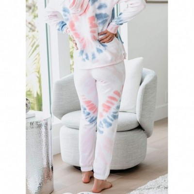 Sets Womens Tie Dye Printed Pajamas Set Two Piece Long Sleeve Top and Pants Joggers PJs Loungewear Nightwear - D White - CX19...