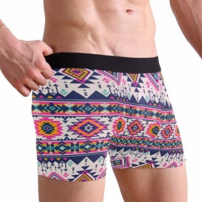 Boxer Briefs Mens Boxer Briefs Underwear Breathable Pouch Soft Underwear - Aztec Fancy Abstract Geometric Art Print - CE18ARH...