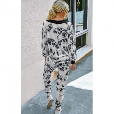 Sets Women's Tie Dye Pajamas Set Long Sleeves Two Pieces Pullover Tops and Pants PJ Sets Joggers Sleepwear Loungewear - 2070w...