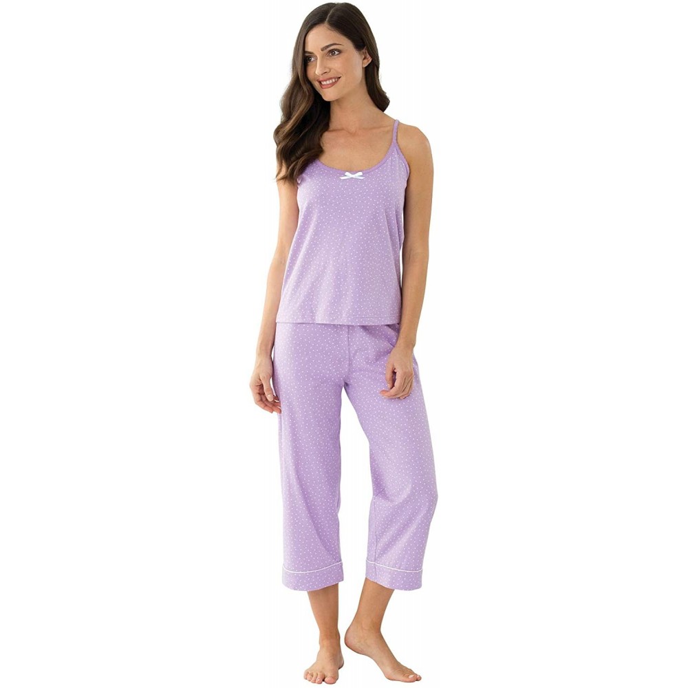 Sets Womens PJs Cotton Capris - Womens Pajamas Set - Lavender - CE1264OJMMT