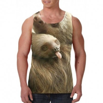 Undershirts Men Muscle Tank Top Summer Beach Holiday Fashion Sleeveless Vest Shirts - Sloth Mom and Baby - C419D8DUR6Q