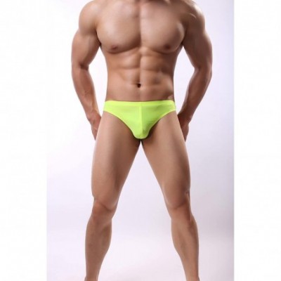 Briefs Men's Seamless Underwear Invisible No Show Thong Briefs PU17 - Yellow Thong - CB18A20LK0T