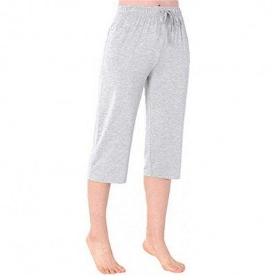 Bottoms Womens Pajama Capri Pants Soft Sleepwear Pants Lounge Bottoms with Pockets - Gray - CY18W7H60A2