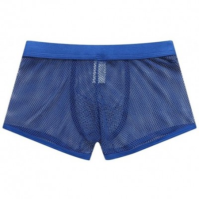 Boxer Briefs Men's Transparent Boxer Breathable Briefs Trunks Underwear Shorts - Dark Blue - C618C7KMMWA