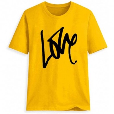 Thermal Underwear Love T-Shirt for Women Summer Print Short SleeveTunic Blouse Top - A Yellow - C518U8YAL00