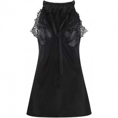 Accessories Women's Underwear Ladies Sexy Solid Color Lace Underwear Nightdress (Black M) - CI1970IQKKN