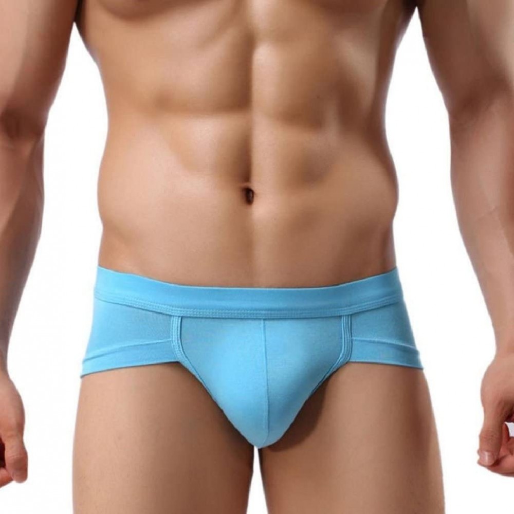 Boxer Briefs Men's Underwear- Mens Low Waist Boxers Briefs Men Underpants Soft Shorts - Sky Blue - CG12O8PH4C7