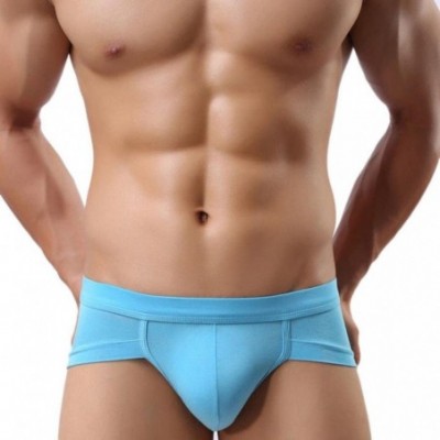 Boxer Briefs Men's Underwear- Mens Low Waist Boxers Briefs Men Underpants Soft Shorts - Sky Blue - CG12O8PH4C7