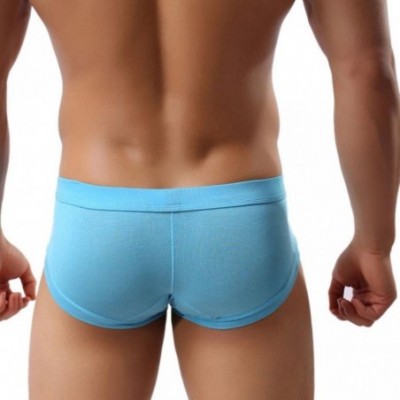 Boxer Briefs Men's Underwear- Mens Low Waist Boxers Briefs Men Underpants Soft Shorts - Sky Blue - CG12O8PH4C7