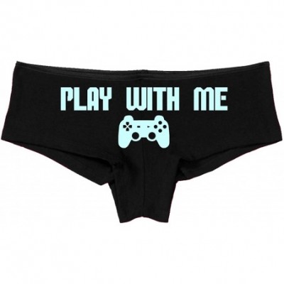 Panties Play with Me Video Game Sexy Flirt Gamer Girl Black Boyshort - Baby Blue - CN18M8IMMEW