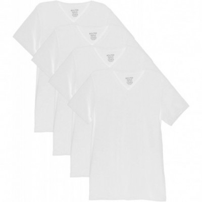 Undershirts 4 Pack Men's Everyday Cotton Blend V Neck Short Sleeve T Shirt - 4pk White - CG18328AZR0