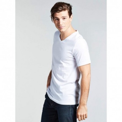 Undershirts 4 Pack Men's Everyday Cotton Blend V Neck Short Sleeve T Shirt - 4pk White - CG18328AZR0