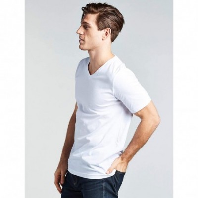 Undershirts 4 Pack Men's Everyday Cotton Blend V Neck Short Sleeve T Shirt - 4pk White - CG18328AZR0