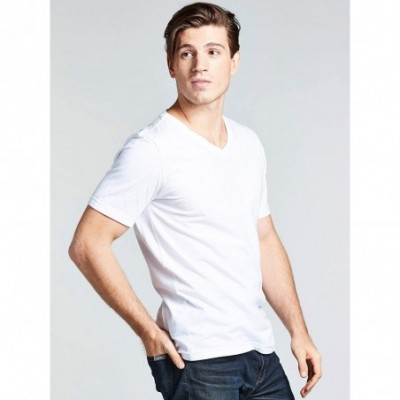 Undershirts 4 Pack Men's Everyday Cotton Blend V Neck Short Sleeve T Shirt - 4pk White - CG18328AZR0