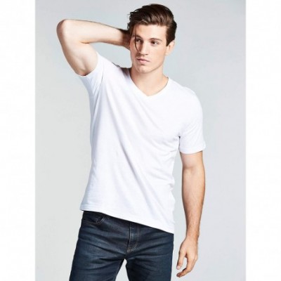 Undershirts 4 Pack Men's Everyday Cotton Blend V Neck Short Sleeve T Shirt - 4pk White - CG18328AZR0