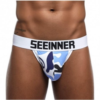 G-Strings & Thongs Men's Jockstrap Underwear Sexy Camo Cotton Jock Strap Athletic Supporter - Camo Blue - CX18WEEYOG8