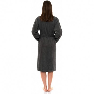 Robes Women's Robe- Turkish Cotton Terry Shawl Bathrobe - Castlerock - C718CHTUO4X