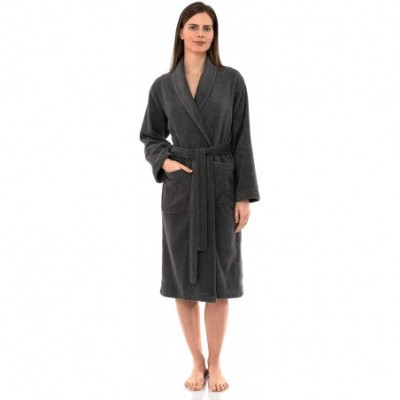 Robes Women's Robe- Turkish Cotton Terry Shawl Bathrobe - Castlerock - C718CHTUO4X