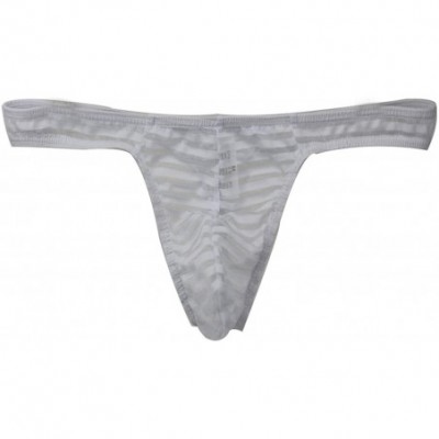 G-Strings & Thongs Transparent Men Thongs G Strings Sexy Tanga Hombre Underwear Pouch Lace Striped Panties Bikini Cueca - Bla...