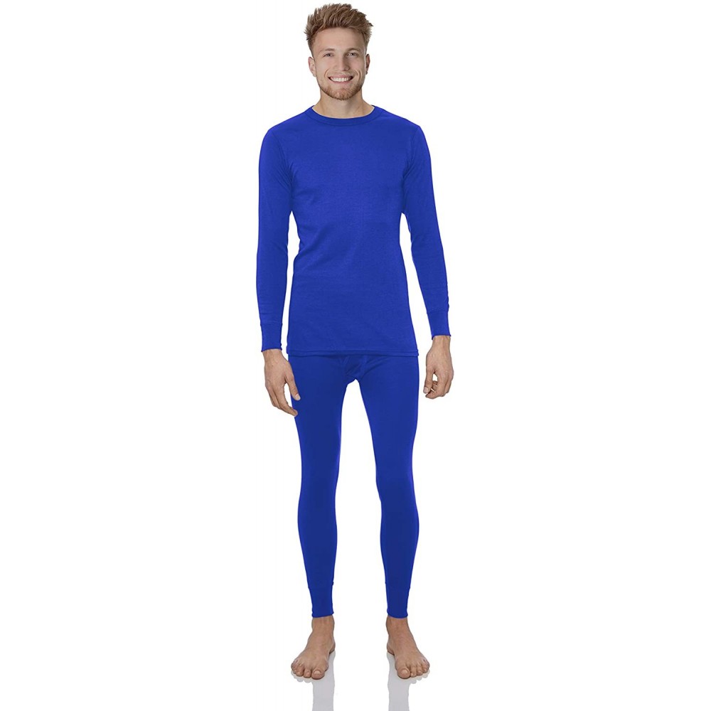 Thermal Underwear Thermal Underwear for Men Fleece Lined Thermals Men's Base Layer Long John Set - Royal Blue - Lightweight (...