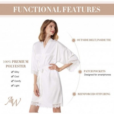 Robes Silky Brides Bridesmaids Robes Lightweight Kimono Sleepwear Bathrobes for Wedding Party - White (Maid of Honor) - CK194...