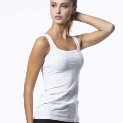 Camisoles & Tanks Women's Slim-Fit Athletic Camisole Scoop Neck Tight Undershirts Stretch Lycra Yoga Tanks - White - CH18T9D4Z2W