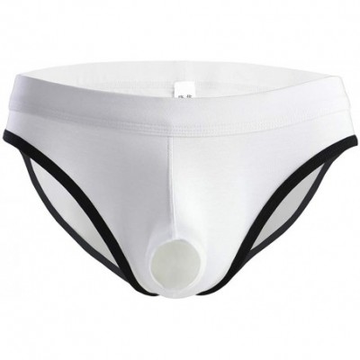 Briefs Men's Sexy Pouch Bulge Enhancing Briefs Modal Comfy Underwear - White - C419452O9NO