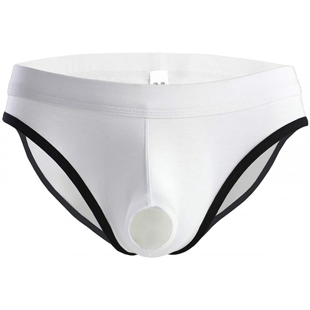 Briefs Men's Sexy Pouch Bulge Enhancing Briefs Modal Comfy Underwear - White - C419452O9NO