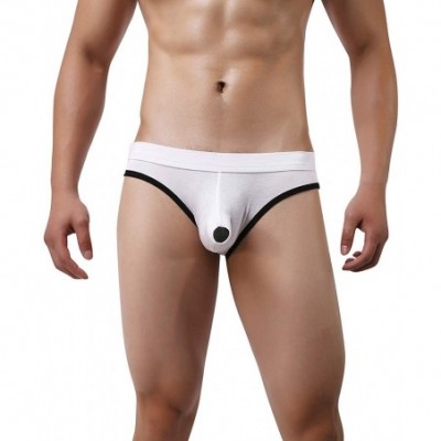 Briefs Men's Sexy Pouch Bulge Enhancing Briefs Modal Comfy Underwear - White - C419452O9NO