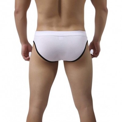 Briefs Men's Sexy Pouch Bulge Enhancing Briefs Modal Comfy Underwear - White - C419452O9NO