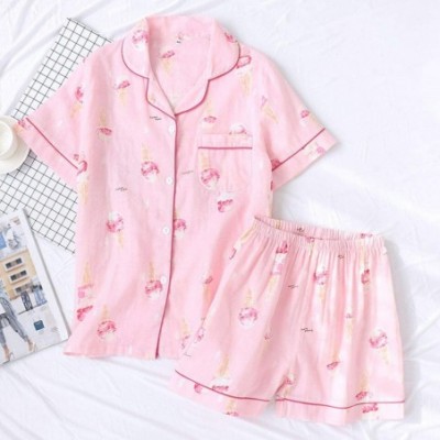 Sets Japanese Simple Short Pyjamas Women Cotton Short Sleeves Ladies Pajama Sets Shorts Cute Cartoon Sleepwear Women Homewear...