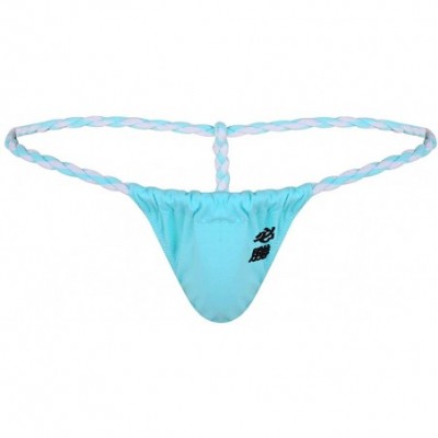 G-Strings & Thongs Men's Soft Cotton Bulge Pouch Bikini Sumo Wrestling G-String Thongs Underwear T-Back - Light Blue - CP19D8...