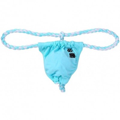 G-Strings & Thongs Men's Soft Cotton Bulge Pouch Bikini Sumo Wrestling G-String Thongs Underwear T-Back - Light Blue - CP19D8...