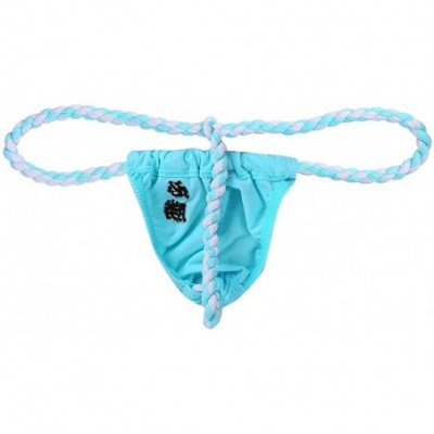 G-Strings & Thongs Men's Soft Cotton Bulge Pouch Bikini Sumo Wrestling G-String Thongs Underwear T-Back - Light Blue - CP19D8...